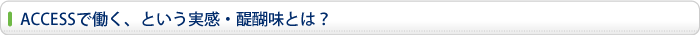 ACCESSで働く、という実感・醍醐味とは？