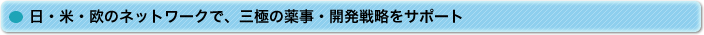 日・米・欧のネットワークで、三極の薬事・開発戦略をサポート